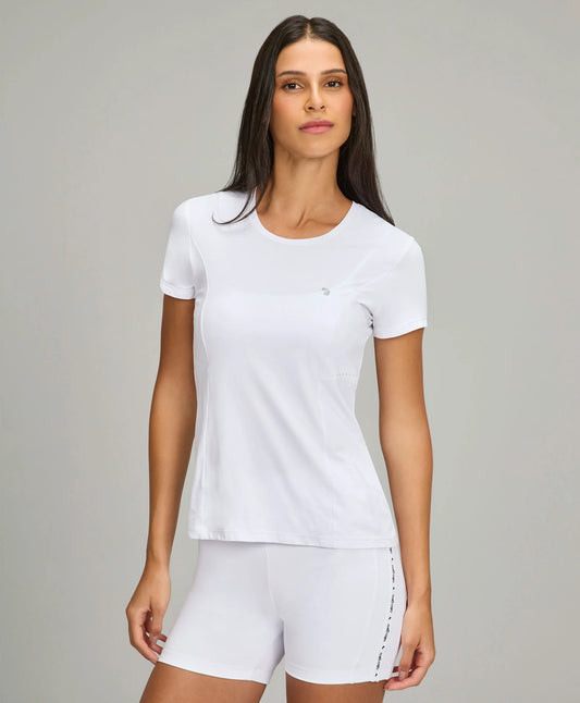 T-shirt Com Tule e Refletivos Branco Alto Giro