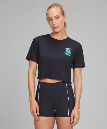 T-shirt Cropped Abertura Costas TN AG Preto Alto Giro