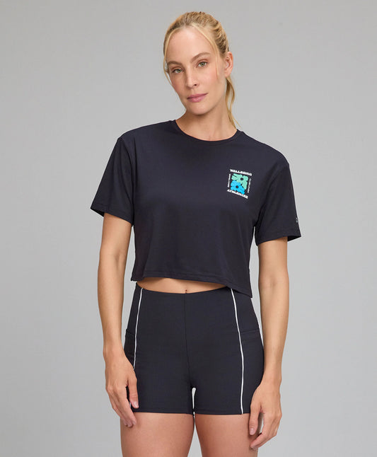 T-shirt Cropped Abertura Costas TN AG Preto Alto Giro