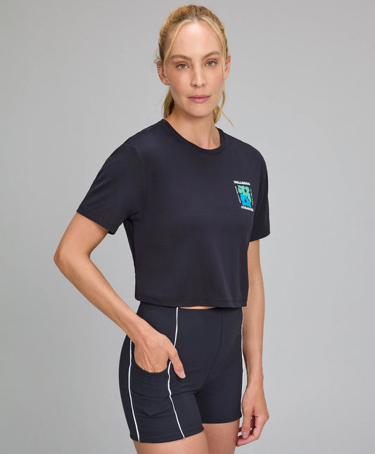 T-shirt Cropped Abertura Costas TN AG Preto Alto Giro