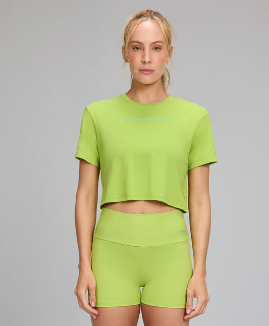 T-shirt Cropped Abertura Costas TN AG Verde Primavera Alto Giro