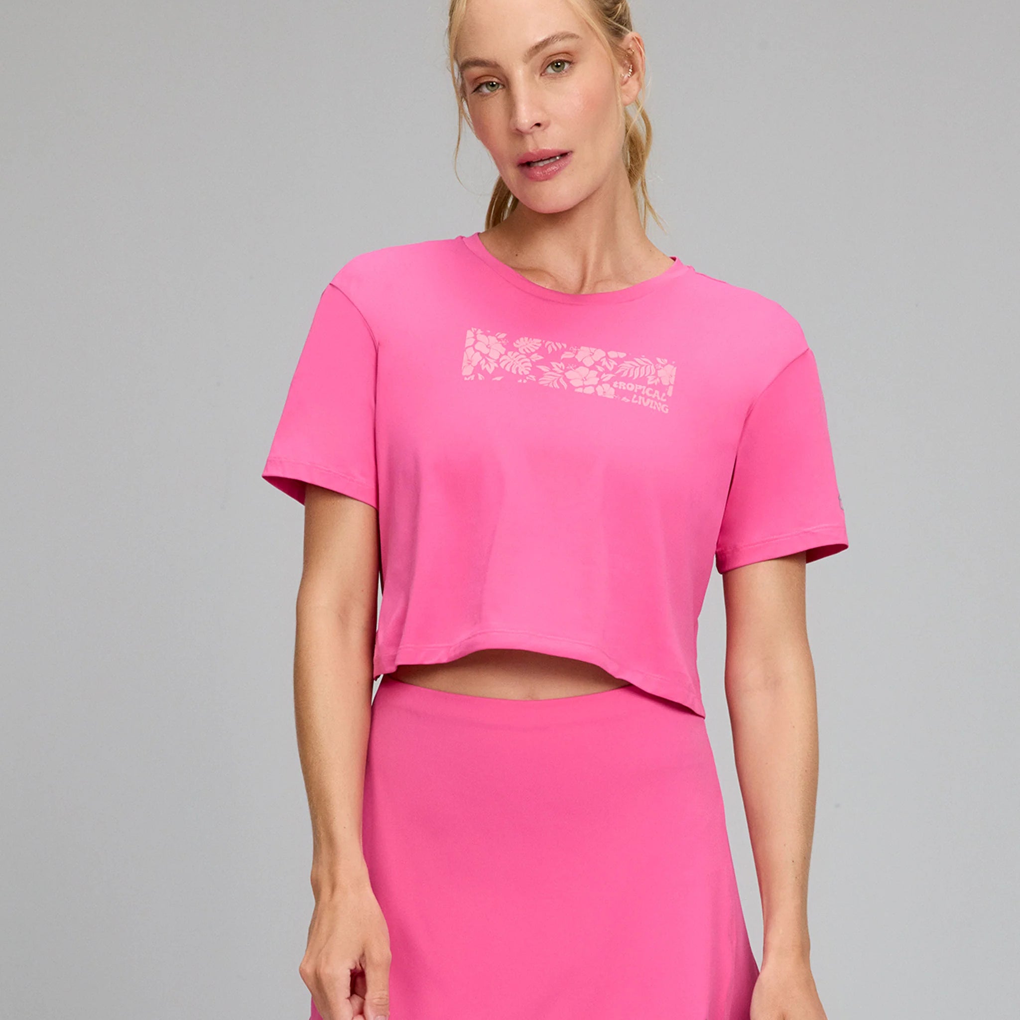 T-shirt Cropped Abertura Costas TN AG Rosa Doce Alto Giro