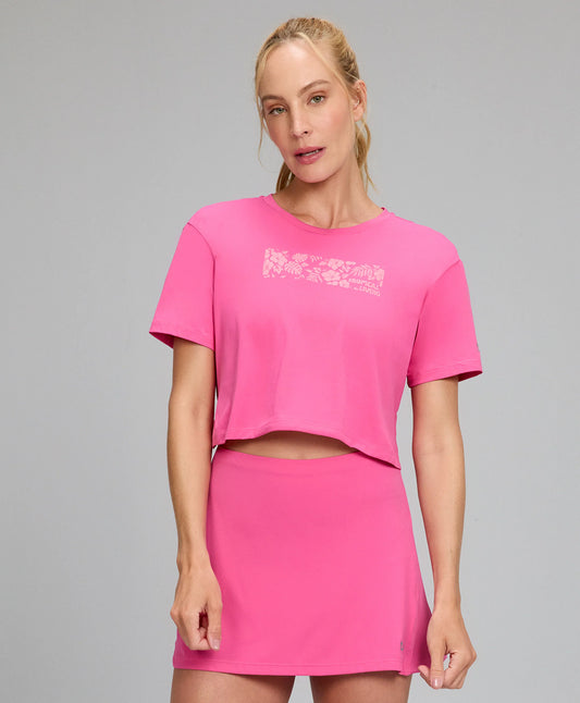 T-shirt Cropped Abertura Costas TN AG Rosa Doce Alto Giro