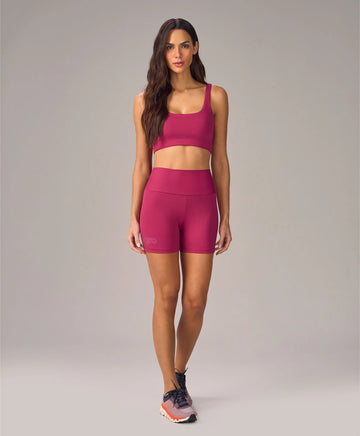 Bermuda Assimétrica Estampa Roxo Cereja Alto Giro