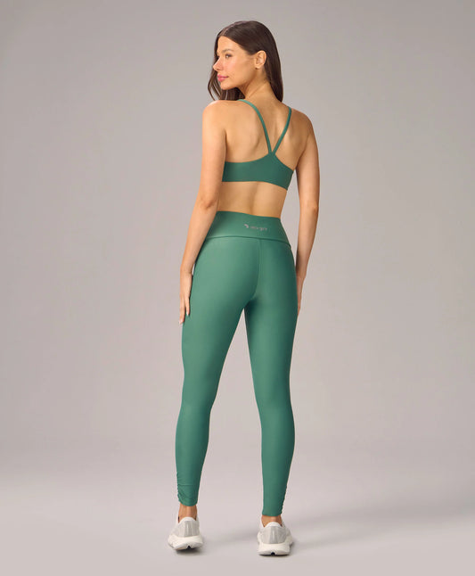 Legging Bolsos Barra Franzida Verde Calido Alto Giro