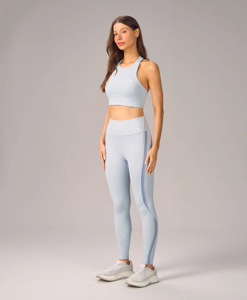 Legging Com Recortes e Silk Azul Cristalino Alto Giro