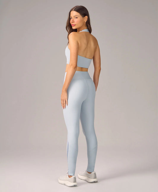 Legging Com Recortes e Silk Azul Cristalino Alto Giro