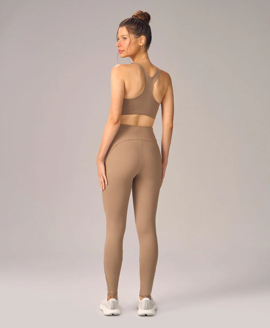 Legging Com Elástico Personalizado Bege Escuro Alto Giro