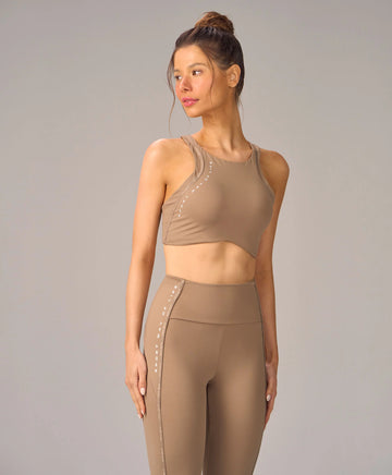 Top Nadador Sport Way Of Life Bege Escuro Alto Giro