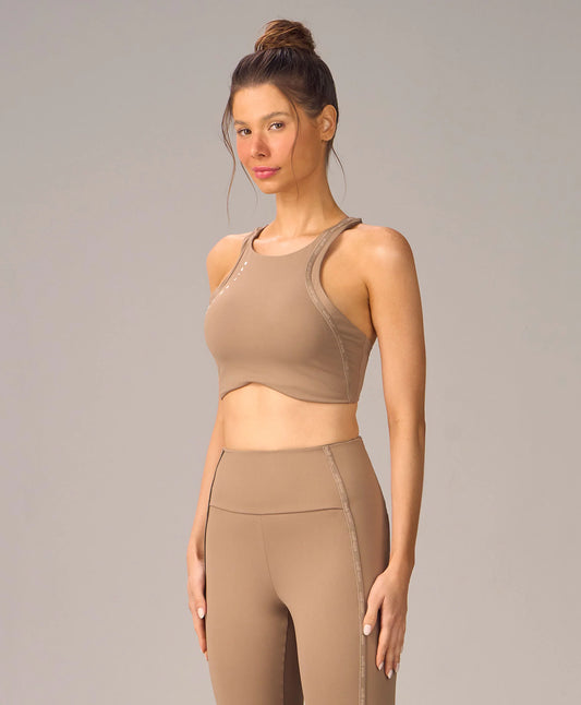 Top Nadador Sport Way Of Life Bege Escuro Alto Giro