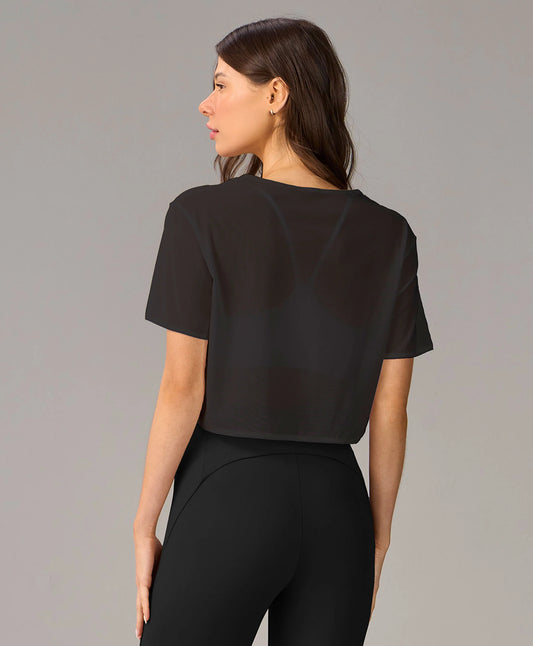 T-shirt Cropped Tule Preto Alto Giro