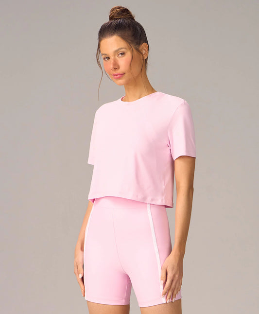 T-shirt Com Abertura e Estampa Rosa Alto Giro