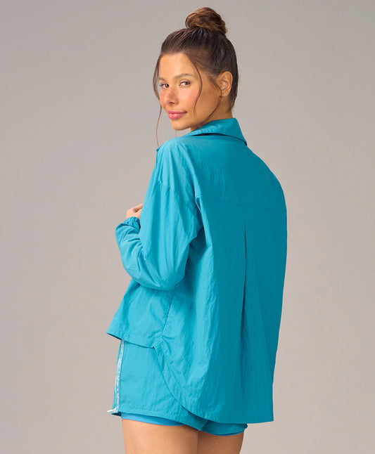 Camisa Com Zíper Fita Personalizada Azul Acqua Alto Giro