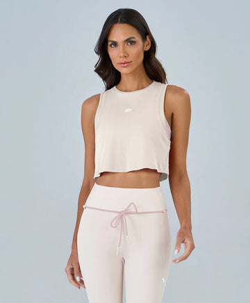 Regata Cropped Refletivos Rosa Baunilha Alto Giro