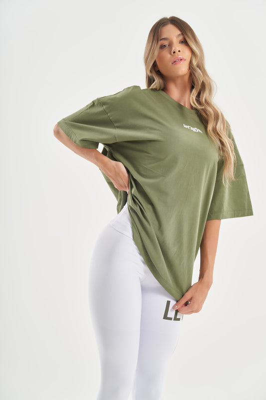 Camiseta Oversized Another Day Verde Militar Lets Gym