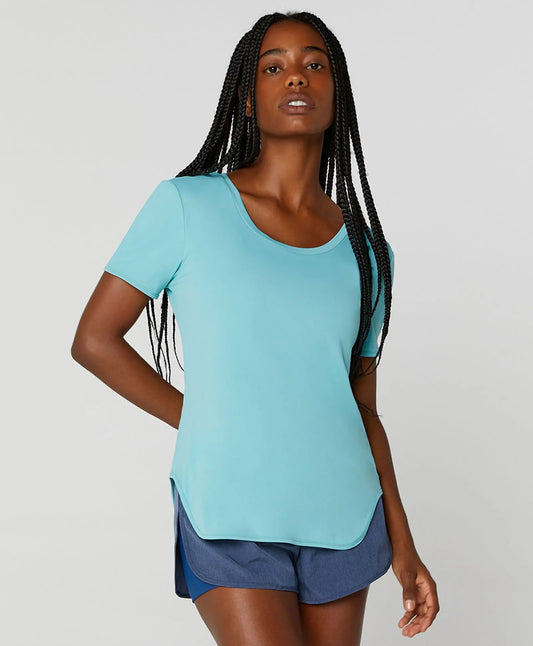 T-shirt Eterna Gola Redonda Alto Giro Azul Agua