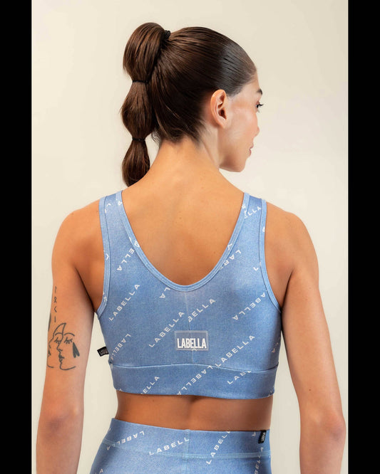 Top Malha Zero Estampado Azul Labellamafia