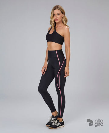 Legging Texturas e Contorno Preto Alto Giro