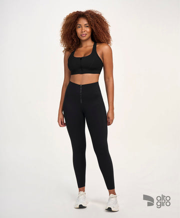 Legging Cos Alto Ziper Frente Preto Alto Giro