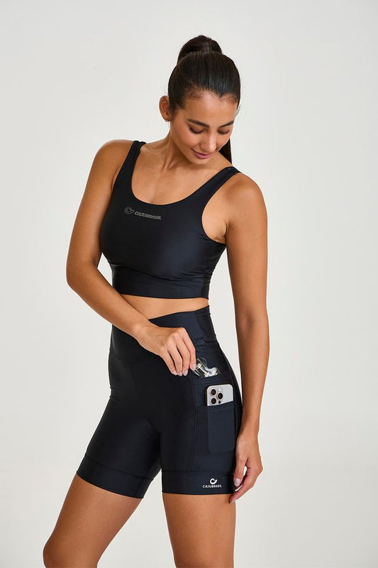 Bermuda Atletika Bolso Duplo Para Corrida Preto Caju Brasil