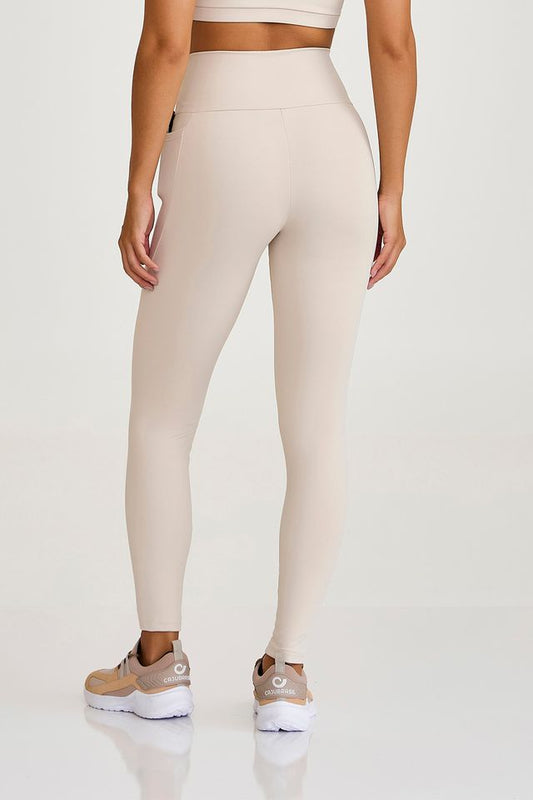 Legging Pro Com Elástico No Cos e Bolso Off White Caju Brasil