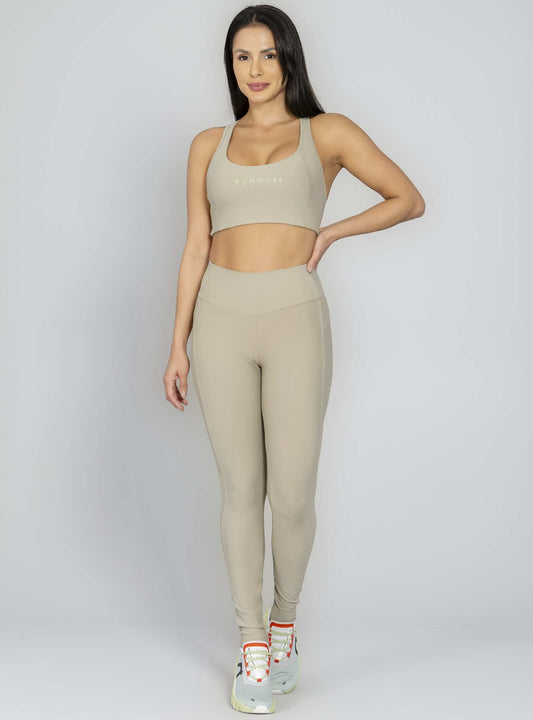 Conjunto Top e Legging Com Bolso Verde Run More