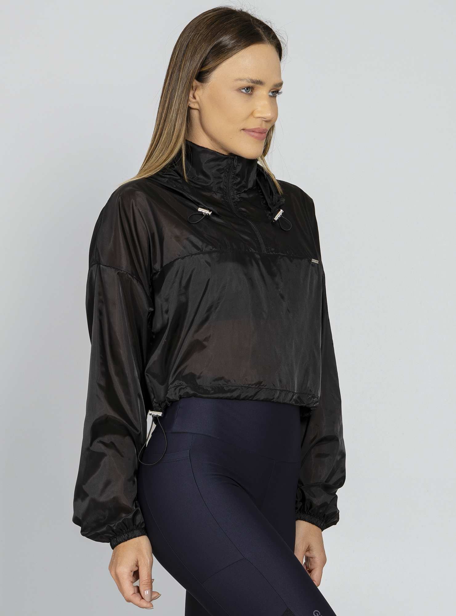 Jaqueta Blusão Com Capuz Preto Run More