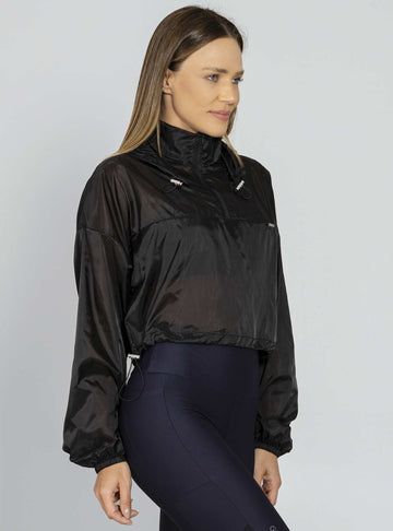 Jaqueta Blusão Com Capuz Preto Run More