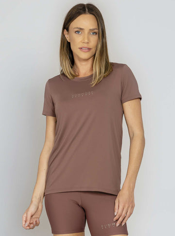 T-shirt Decote Redondo Marrom Run More