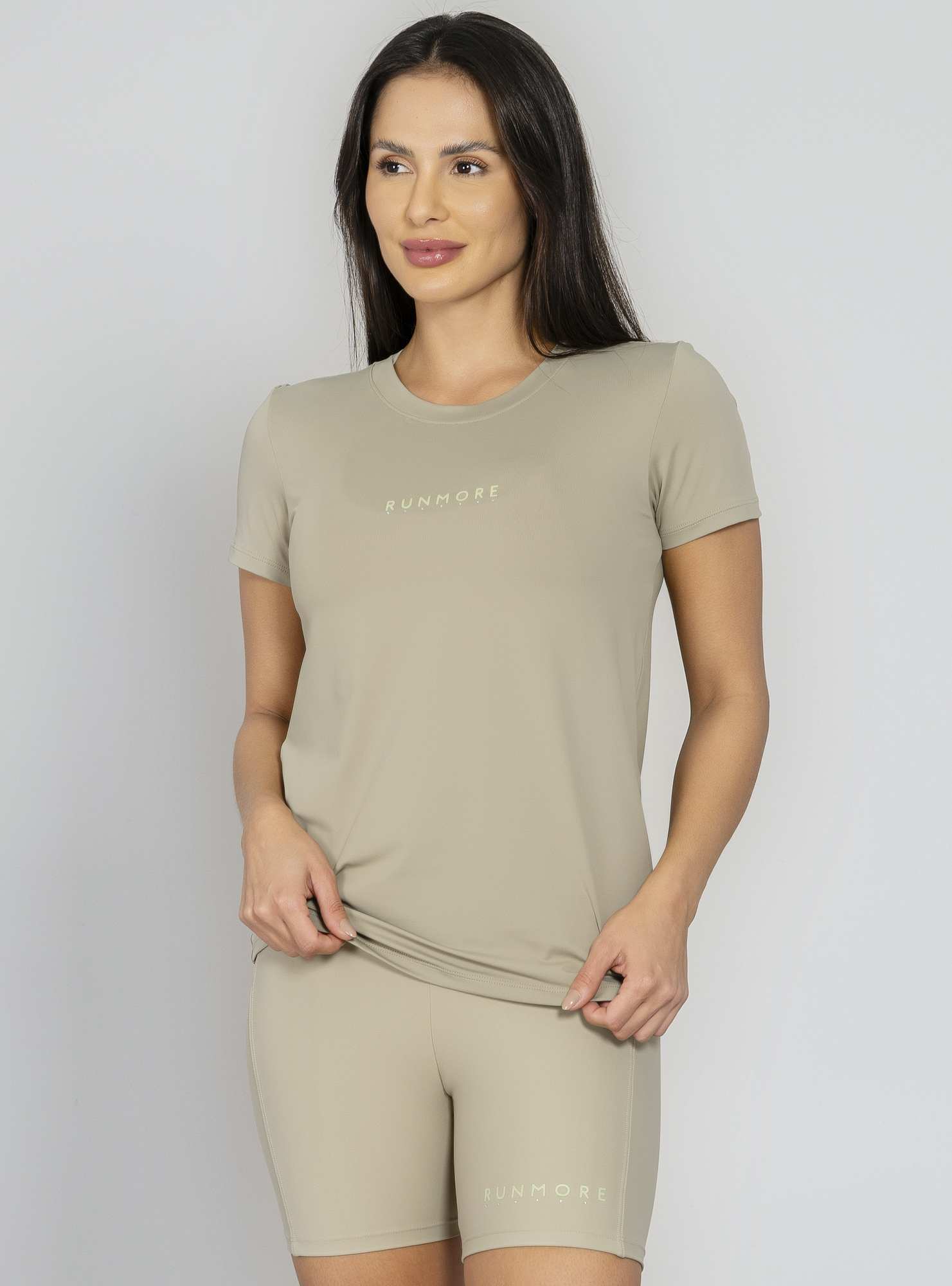 T-shirt Decote Redondo Verde Run More