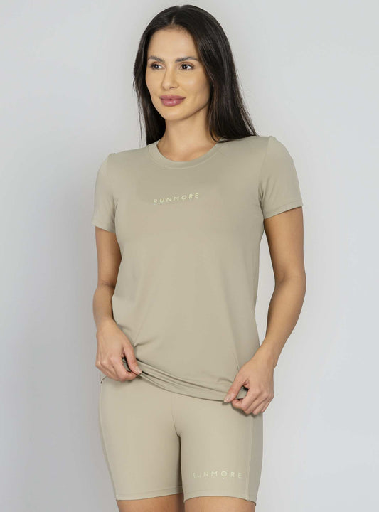 T-shirt Decote Redondo Verde Run More