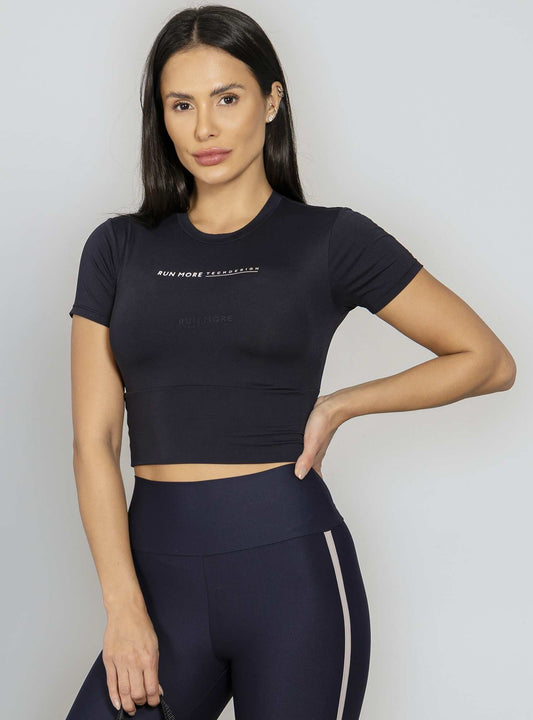 Blusa Cropped Preto Run More
