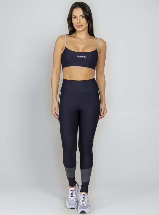 Conjunto Top e Legging Cintura Alta Preto Run More