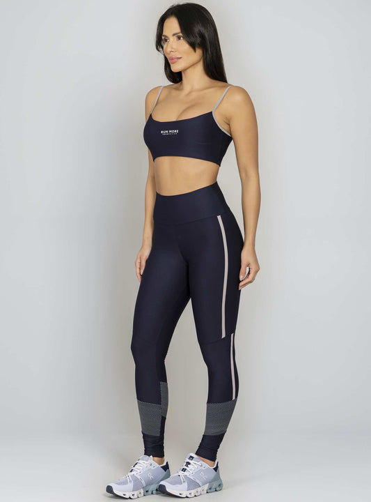 Conjunto Top e Legging Cintura Alta Preto Run More