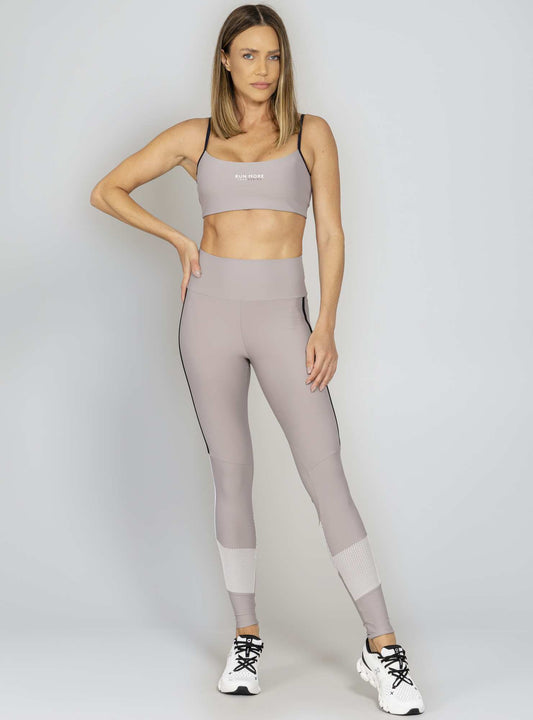 Conjunto Top e Legging Cintura Alta Cinza Run More