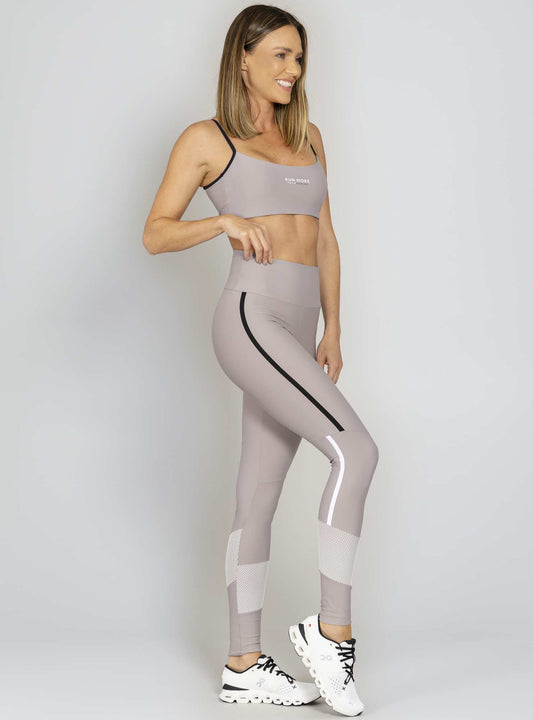 Conjunto Top e Legging Cintura Alta Cinza Run More