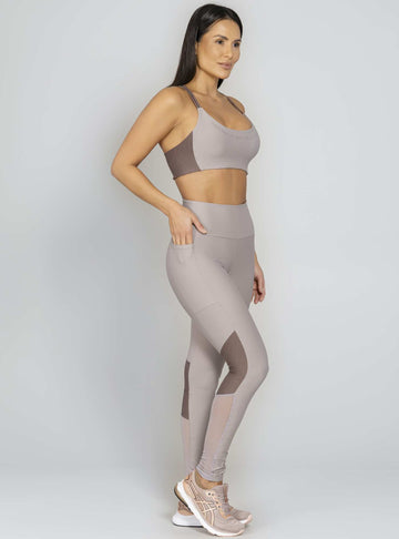 Conjunto Top e Legging Cinza Run More