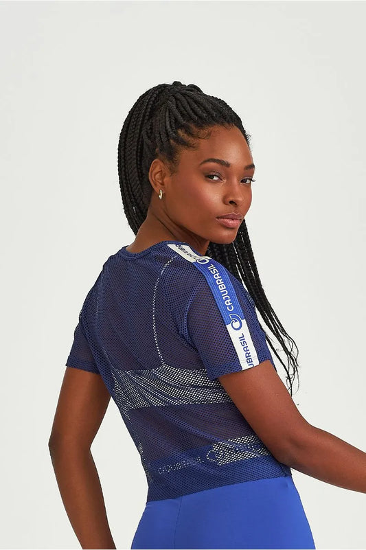 Blusa de Tela com Elástico Personalizado Azul Caju Brasil