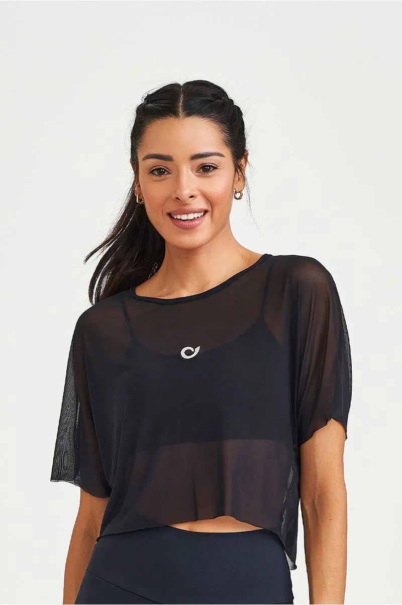 Cropped De Tule Clássico Preto Caju Brasil