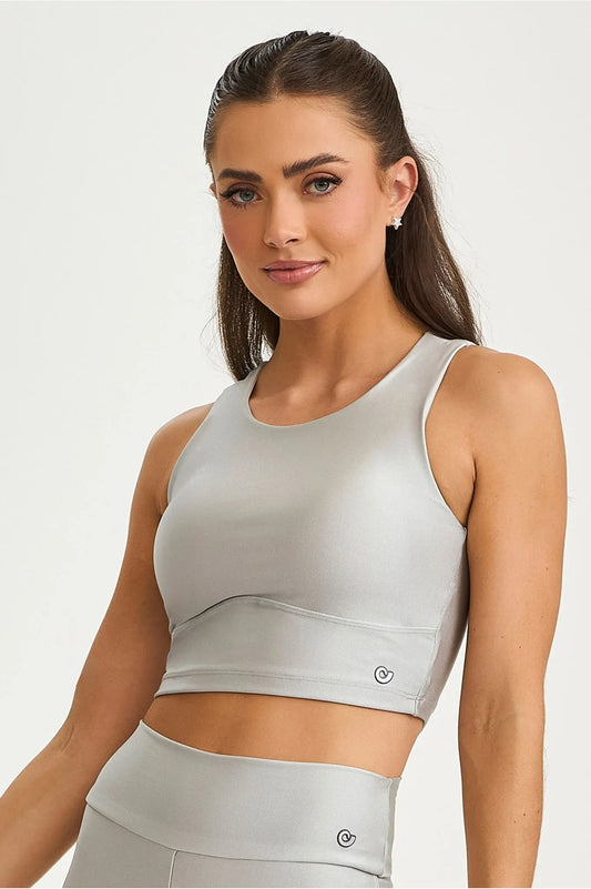 Top Cropped Adaptiv Trilobal Cinza Caju Brasil