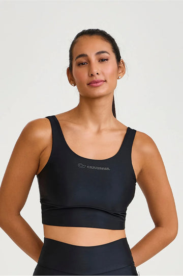Top Atletika com Silk Preto Caju Brasil