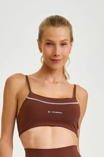 Top NY Com Alças Finas Marrom Caju Brasil