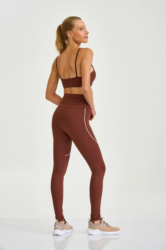 Conjunto Top e Legging NY Marrom Caju Brasil