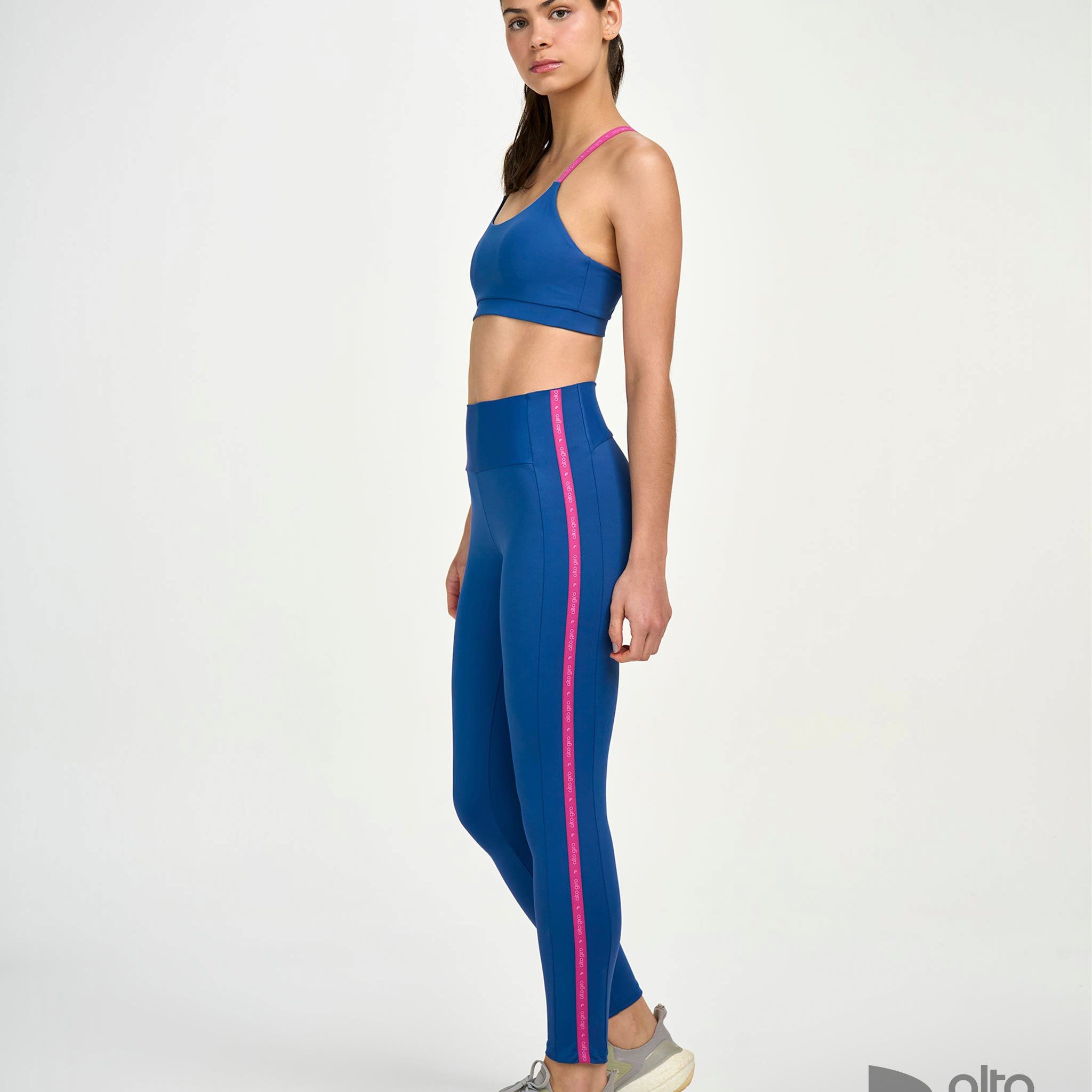 Legging Elástico Personalizado Azul Vintage Alto Giro