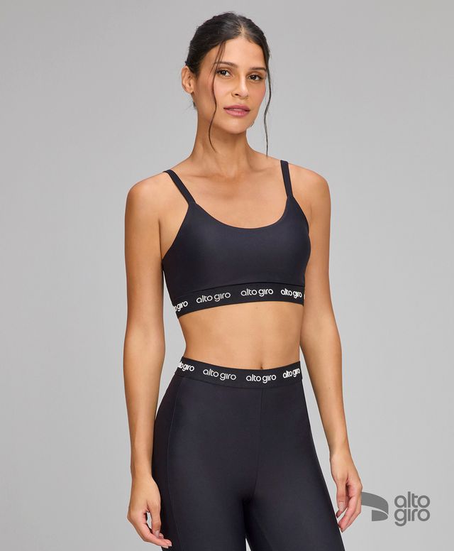 Top Elastico Ag Costas Cruzadas Preto Alto Giro