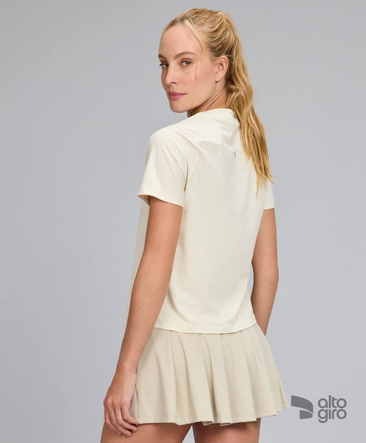 T-shirt Algodão Pima Com Estampa Bege Areia Alto Giro