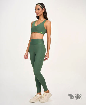 Legging Zig Com Recortes Verde Eden Alto Giro