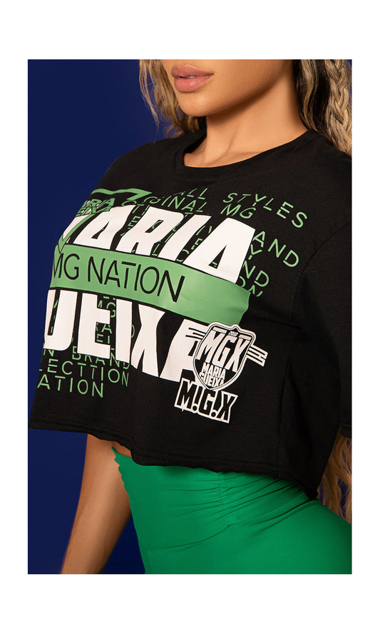 Blusa T-Shirt Mg Nation Preto Maria Gueixa