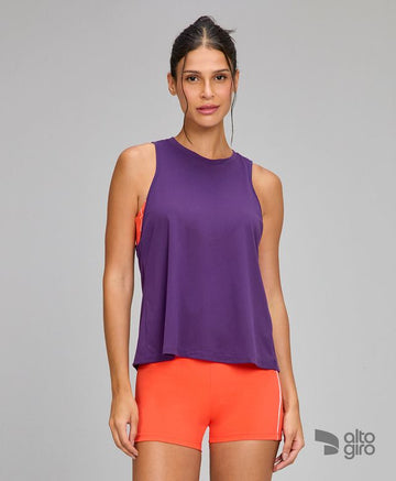 Regata Costas Assimétrica Amarração Roxo Royale Alto Giro