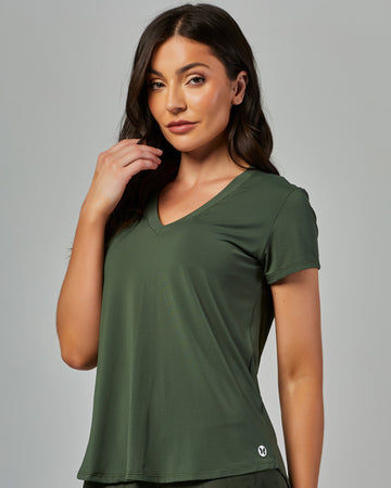 Blusa Manga Curta Dry Fit Janice Verde Croco Vestem